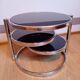 Chrome metal coffee table and swivel-tray glass