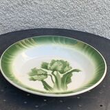 Hollow dish pattern green tulips longwy france old