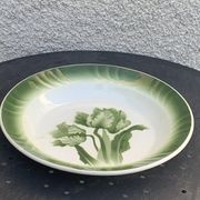 Hollow dish pattern green tulips longwy france old