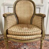 Pair of wooden and velvet armchairs in Louis XVI style 19th century