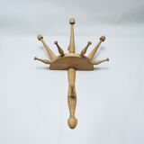 Turned wood wall coat rack