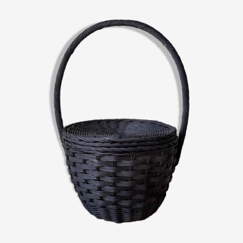 Natural wicker black basket