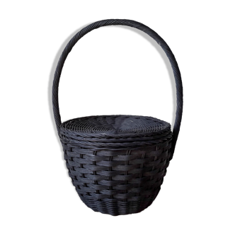 Natural wicker black basket