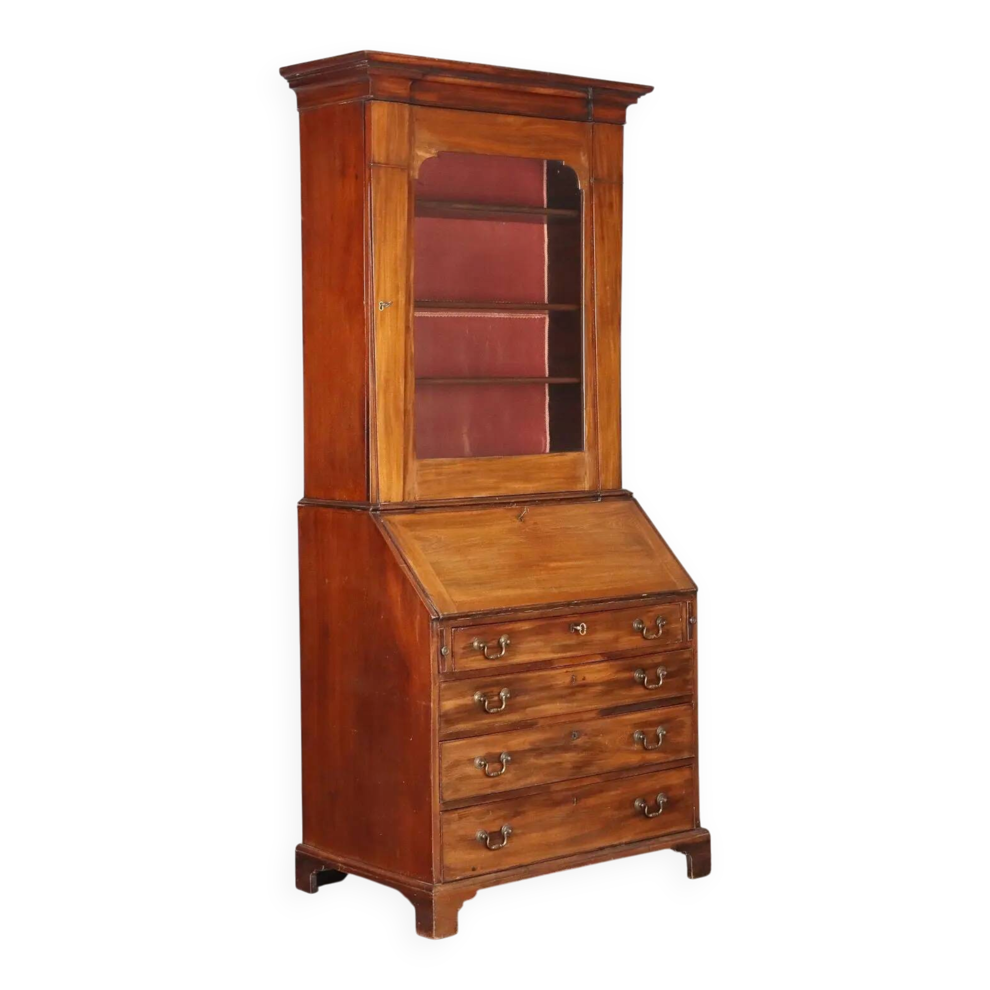 Trumeau ancien en acajou et cuir, Royaume-Uni, XIXe siècle