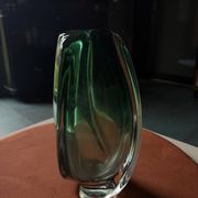 Transparent green crystal vase from Val Saint Lambert.