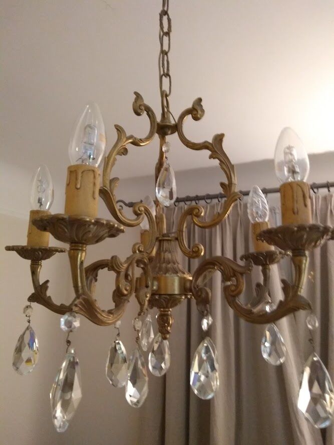 Chandelier 5 branches in bronze and crystal