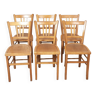 6 bistro chairs, blond wood, typical Luterma brand, 1950s-60s