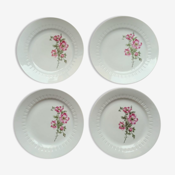 4 flat plates vintage Kahla pink pattern