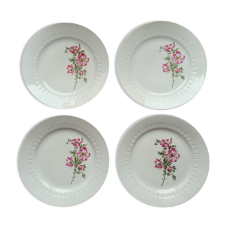 4 flat plates vintage Kahla pink pattern