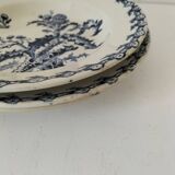 Trio of Gien soup plates – Chardon model in navy blue