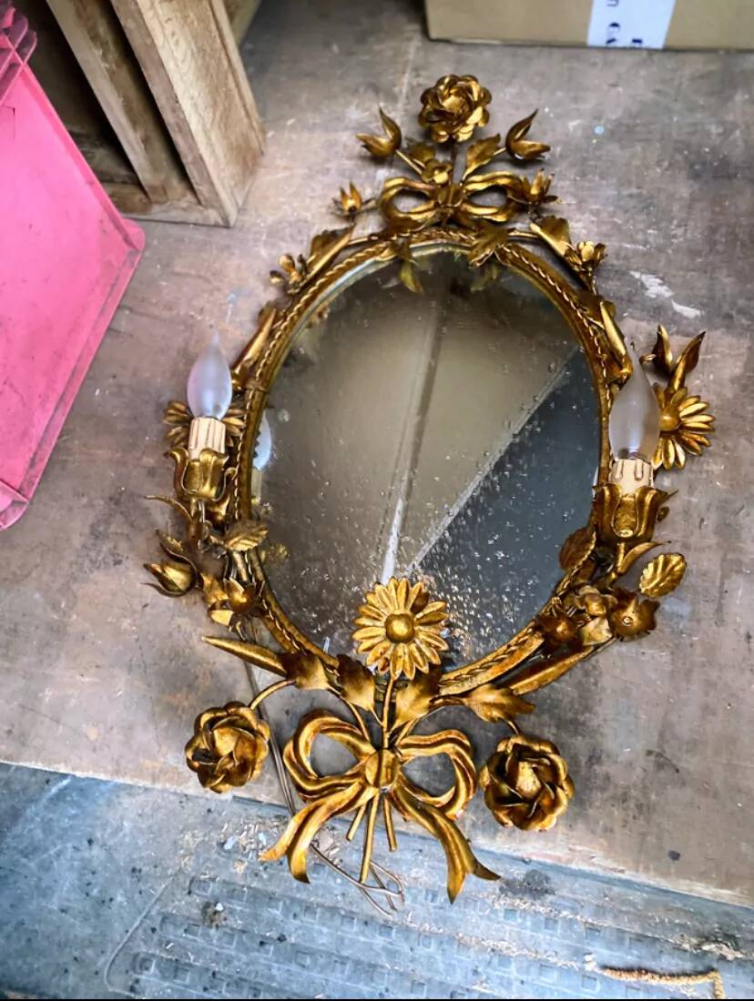 Miroir italien Hollywood Regency, années 50