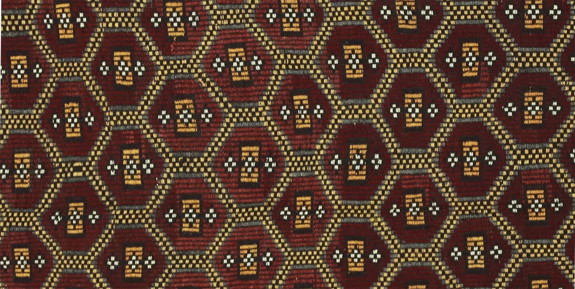 Turkish Kilim Yoruk Vintage 177x294 cm Geometric Brown and Yellow