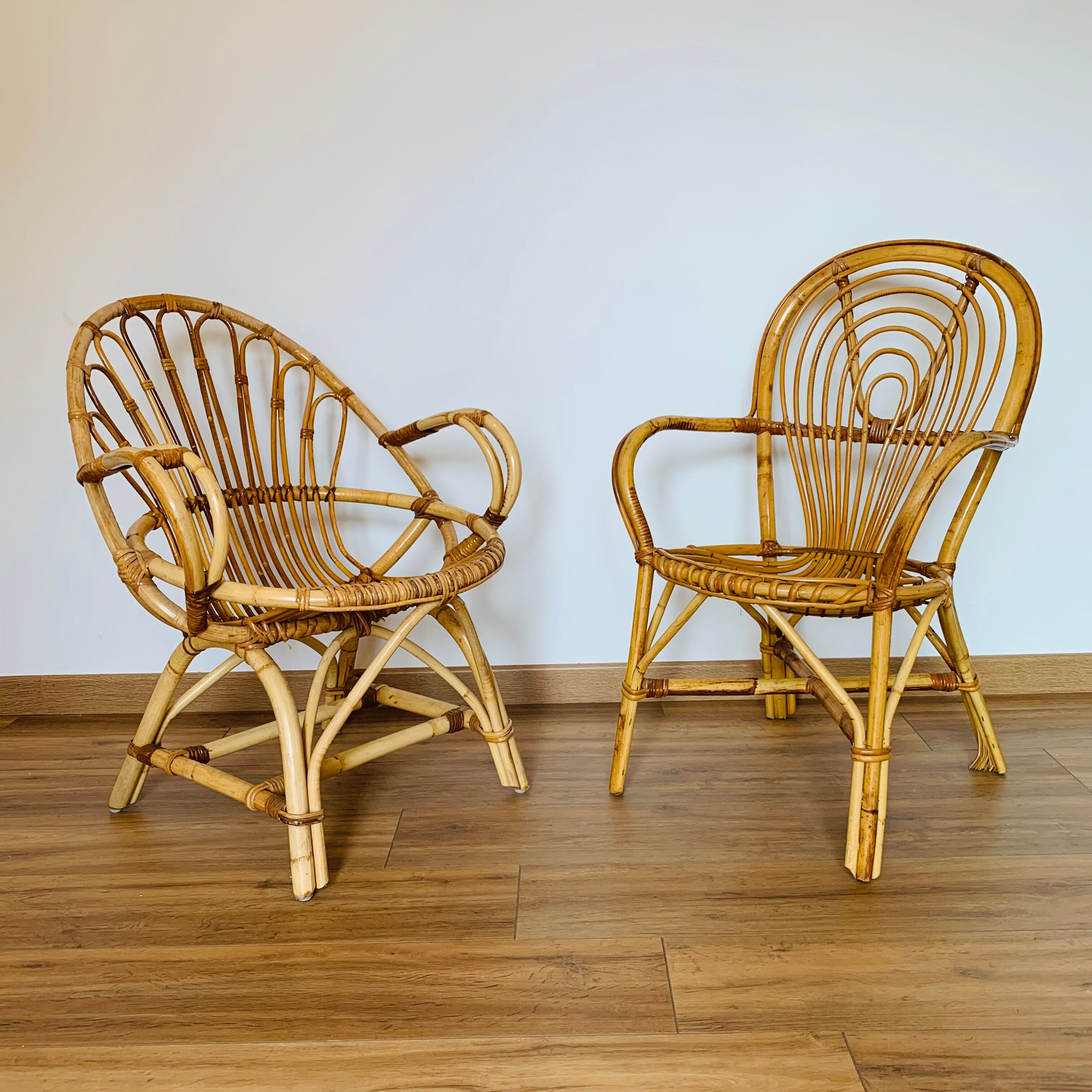 Pair of adult rattan armchairs