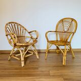 Pair of adult rattan armchairs