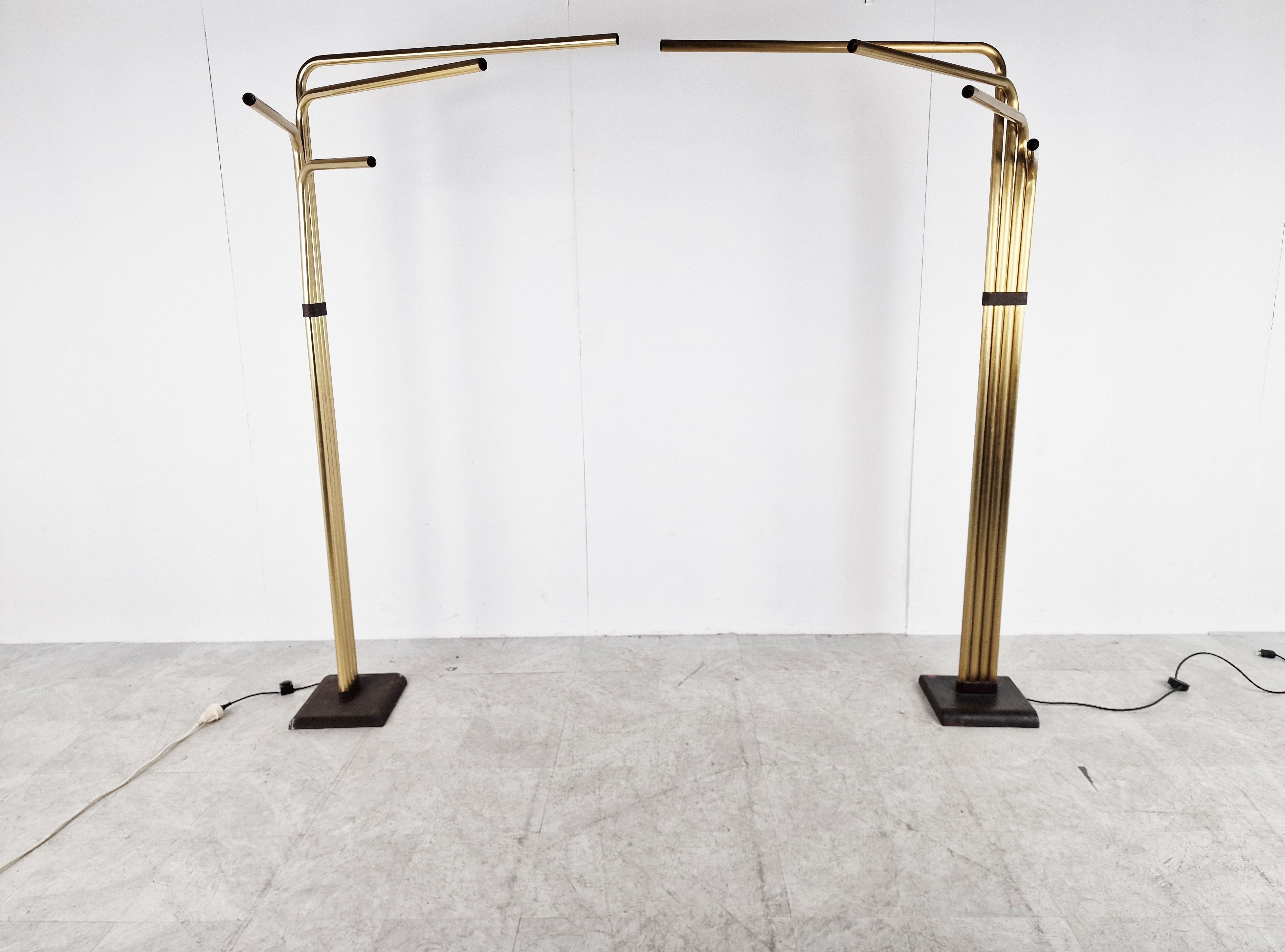 Adjustable floor lamps by Goffredo Reggiani in Brass, Italy, 1970