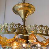 Murano ceiling light yellow flowers and glass balls 1970