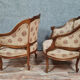 Pair of chairs cabriolets Louis XV rockery walnut rockery