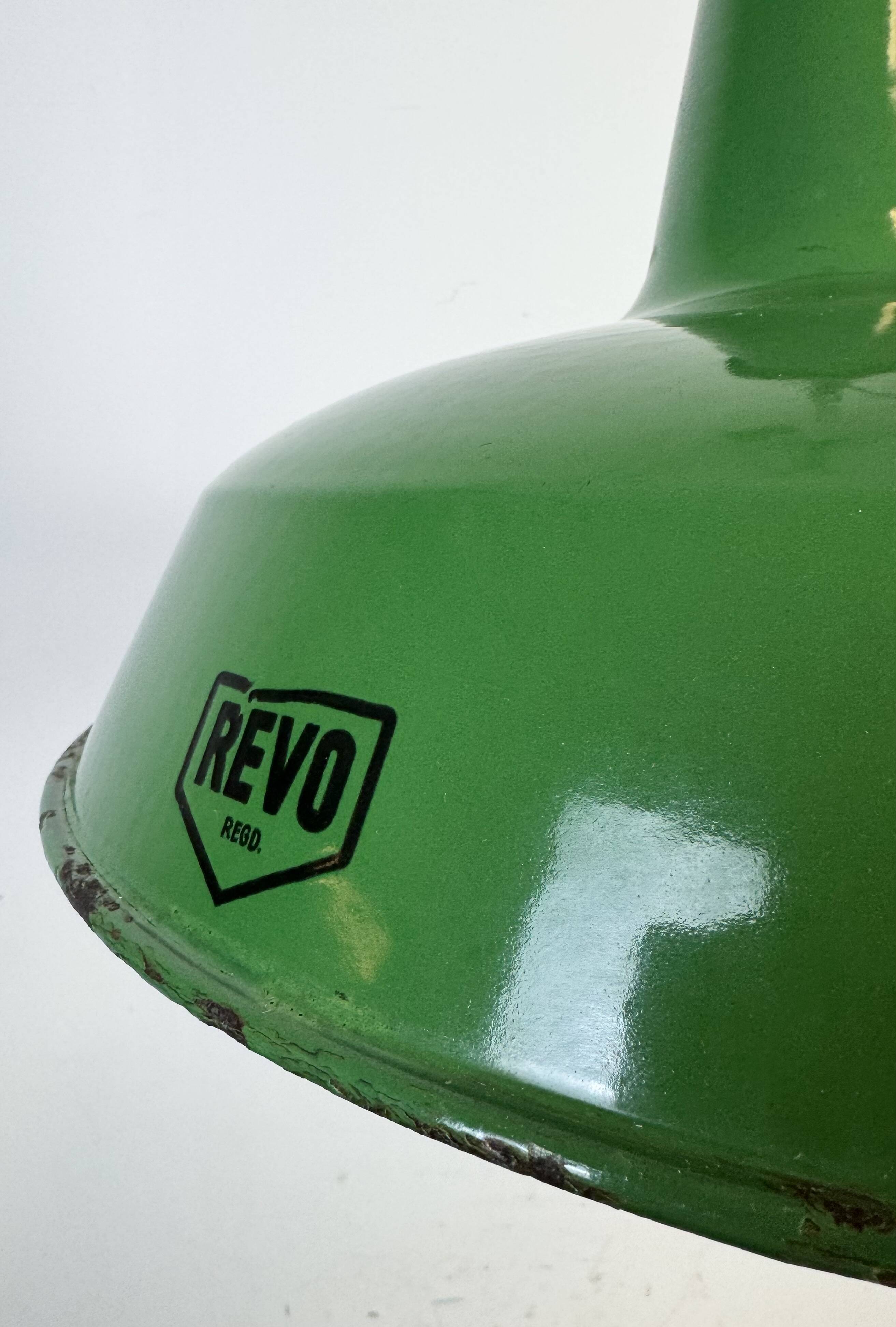 Industrial Green Enamel Factory Pendant Lamp from Revo, 1950s