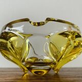 Vintage ashtray in yellow and transparent molded glass