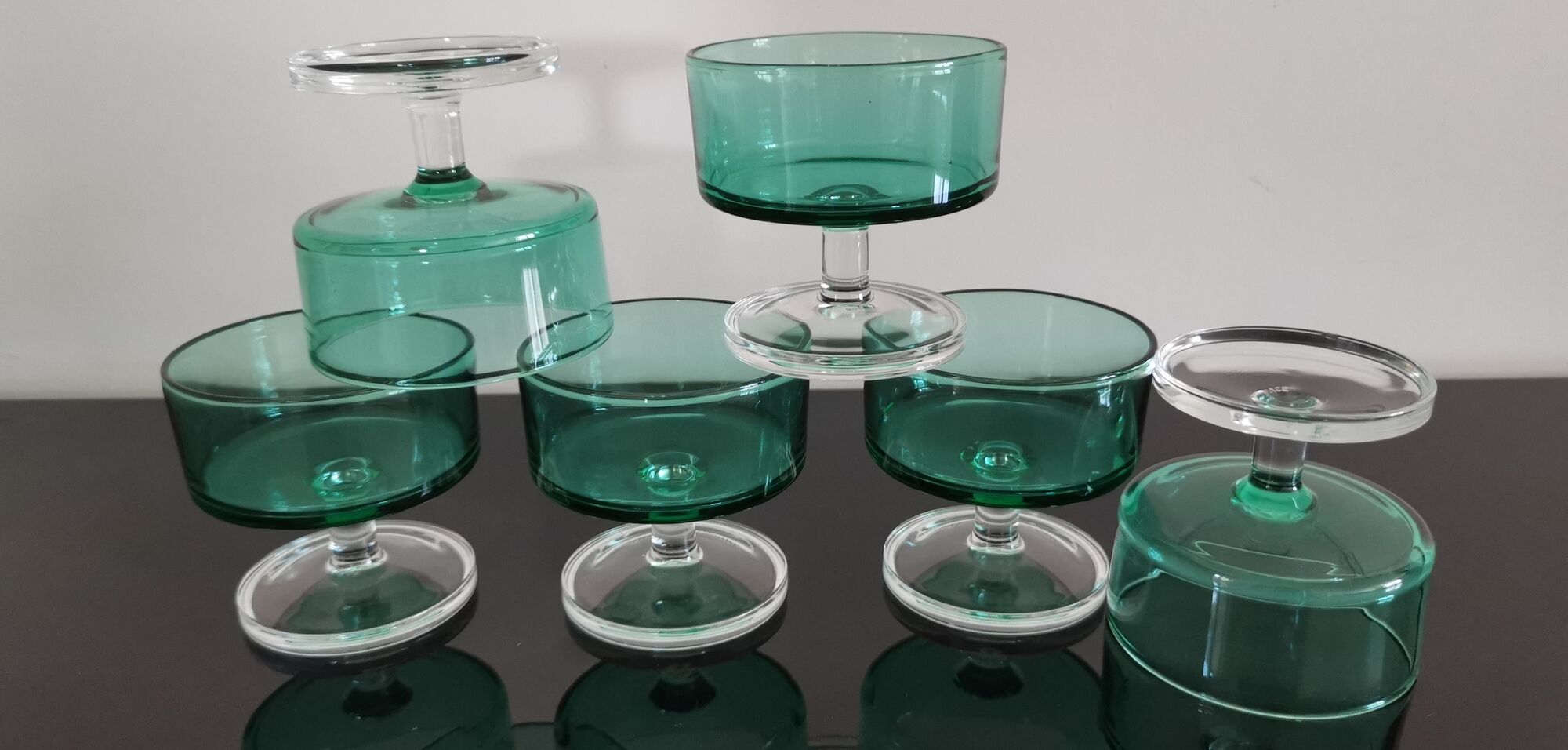 Set of 6 glasses of champagne Cavalier Luminarc vintage emerald green
