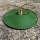 Industrial suspension pair with XL enamelled metal lampshade.