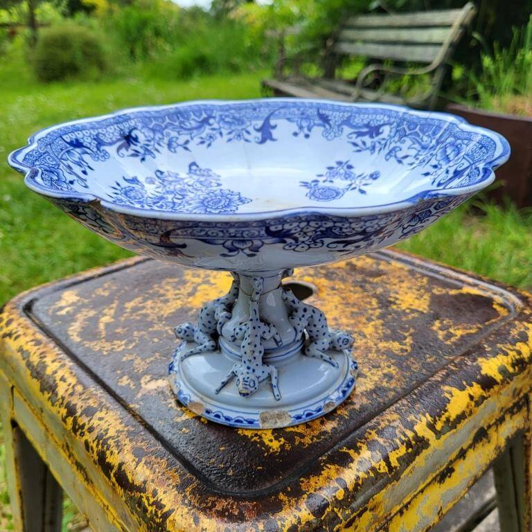 Longwy Chinese compote bowl 19th century salamanders