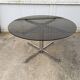 Smoked glass round table chrome Florence Knoll Roche Bobois an70