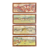 Lot 4 antique prints 1930 art deco signed Harry Eliott hunting scenes