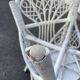 Pair of white peacock rattan chairs, circa 1960