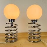 Pair of lamps spring chrome 70s
