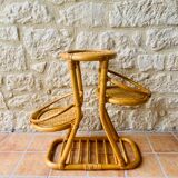 Vintage bamboo and rattan plant holder, circa 70's