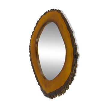Wall mirror tree trunk in walnut, Carl Aubock modernist style, Austria, 1950s.