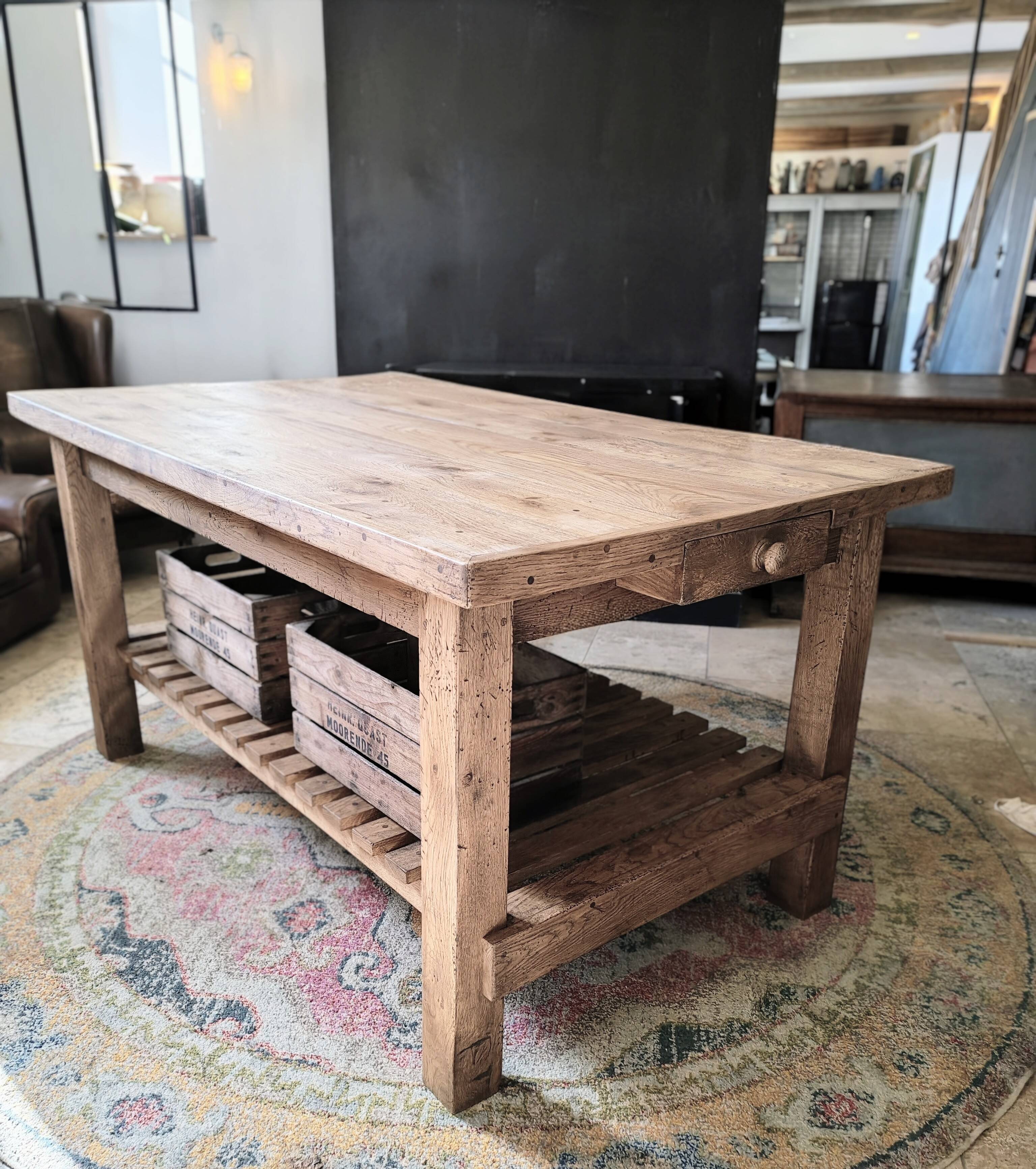 XXL solid oak kitchen island/worktop 180 x 105
