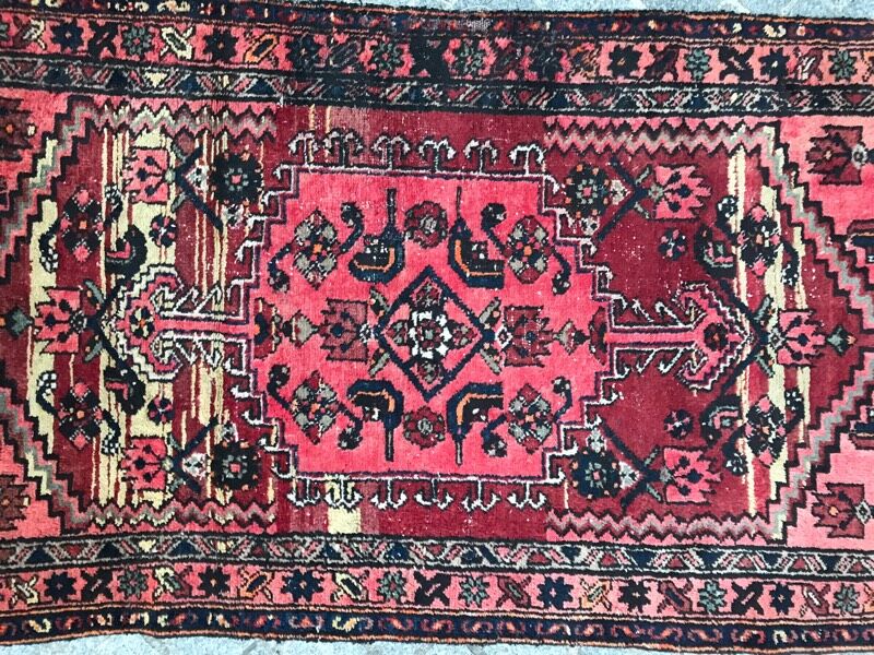 Carpet Persian hamadan's vintage hand 103 x 190 cm