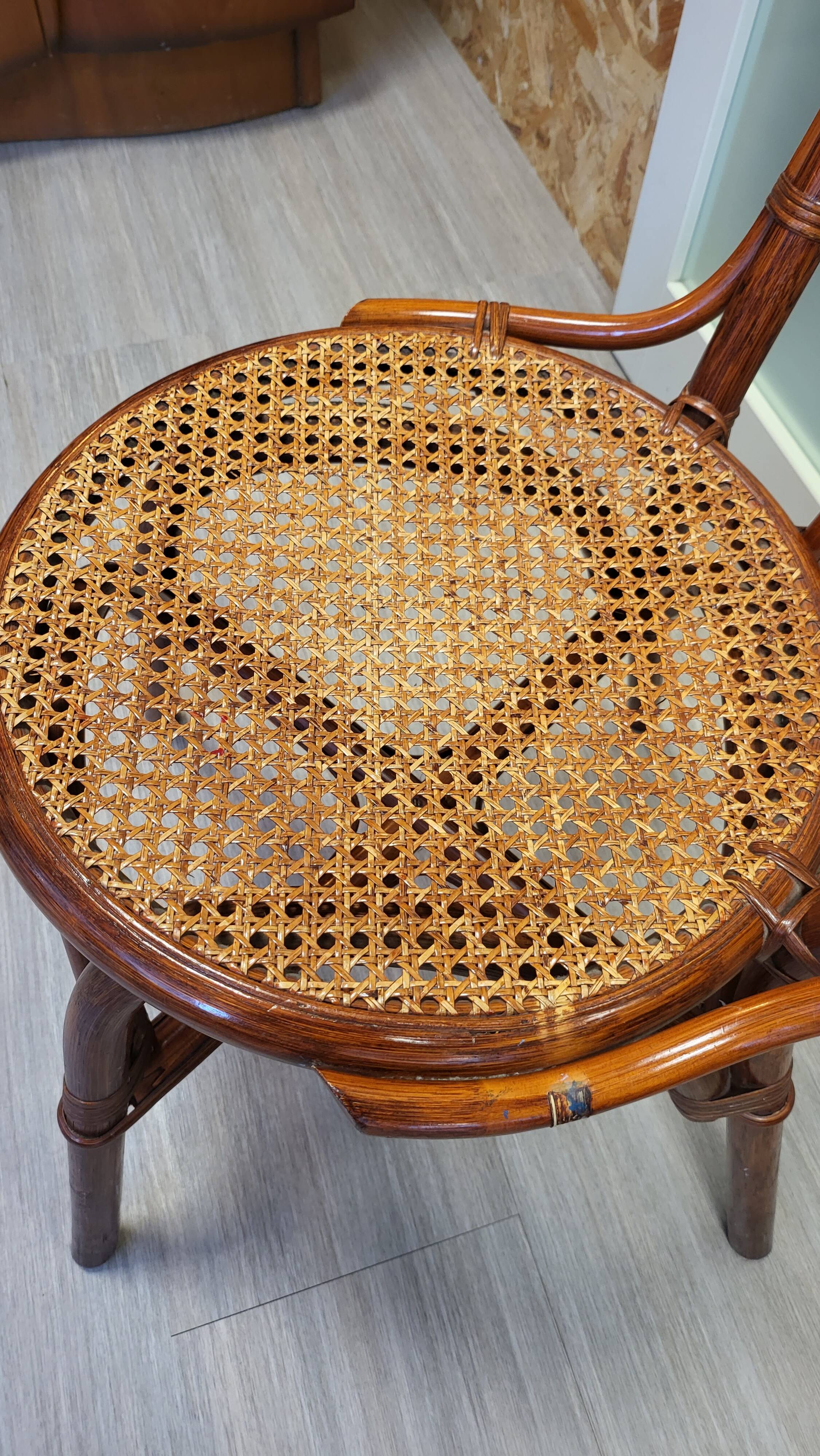 Vintage rattan and cane bistro chair