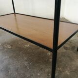 50s coffee table in wood and metal glass