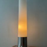 Vintage lamp in opaline and brushed aluminum