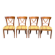 4 Matignon chairs by René Trotel in solid cherry wood and yellow fabric from the 1960s.