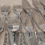 12 fish cutlery sets 24p silver-plated metal rocaille style Marly