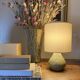 Glazed stoneware lamp base, fabric cable