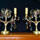 Paire de girandoles en bronze et cristal
