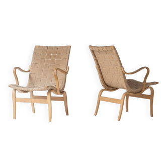 Première édition des chaises d'appoint « Eva » de Bruno Mathsson pour Karl Mathsson, Suède, années 1960.