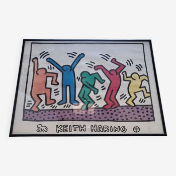 Affiche "la danse" de Keith Harring encadrée et sous verre