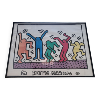 Keith Harring's "Dance" poster framed and under glass