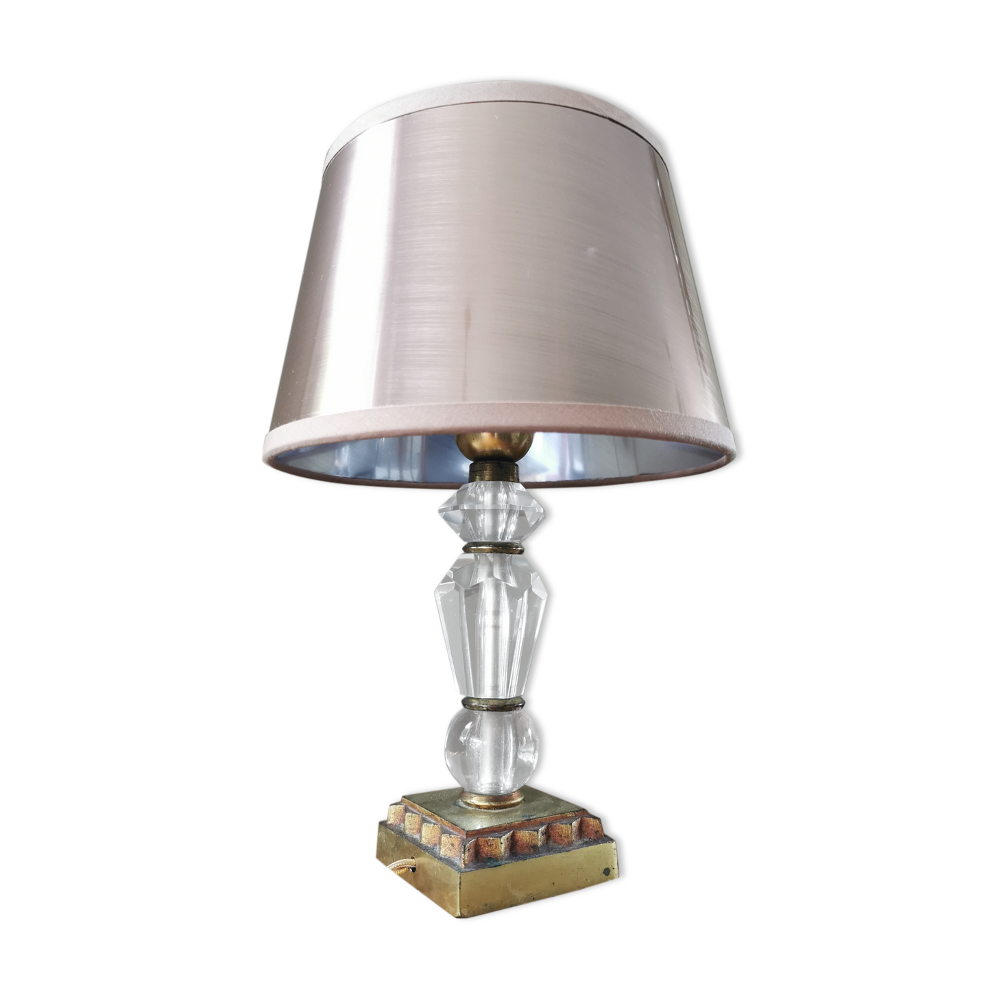 Vintage lamp in gold metal and glass