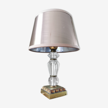 Lampe vintage en métal doré et verre