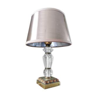 Lampe vintage en métal doré et verre