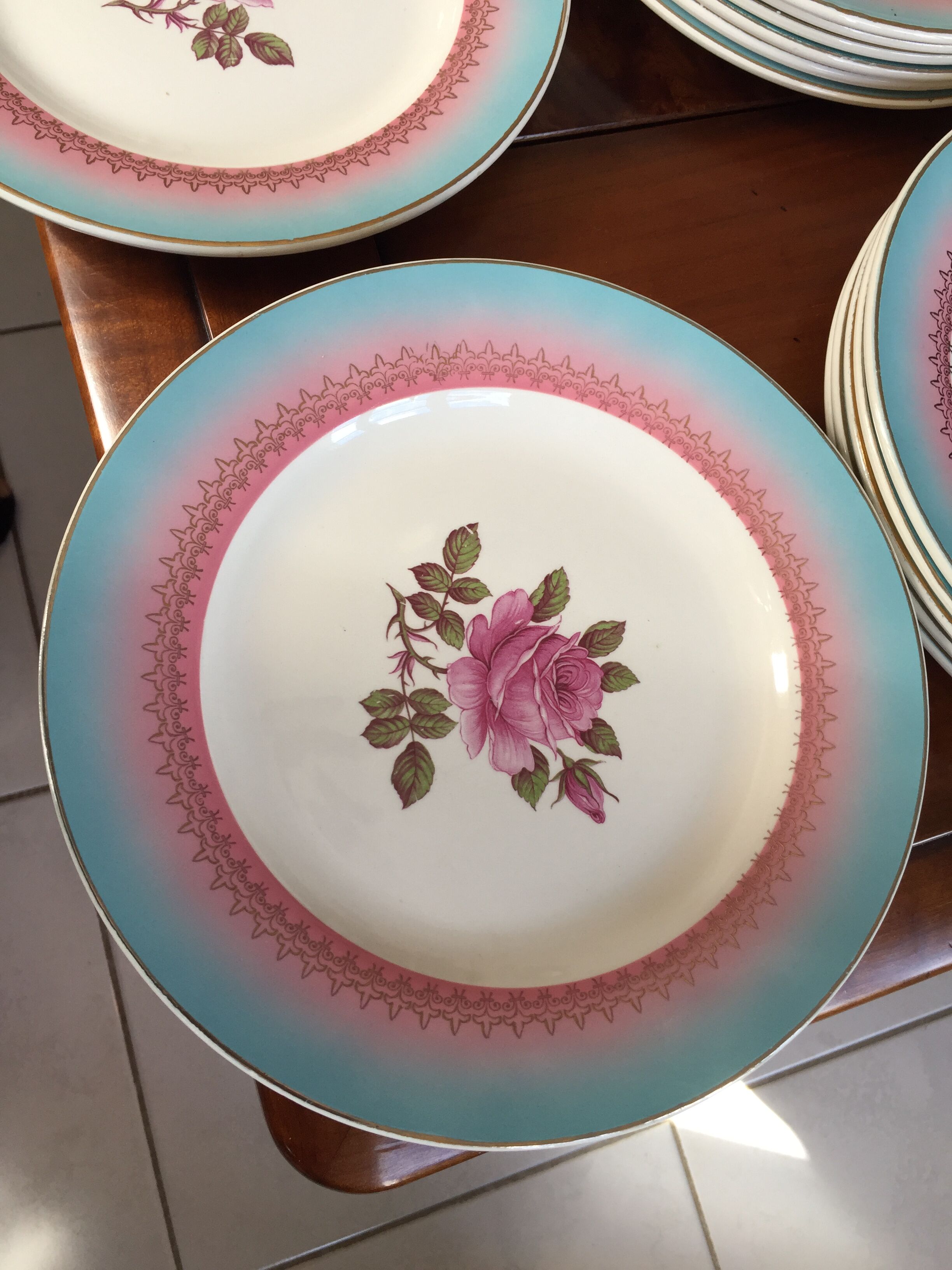 Lot flat plates Vintage Digoin Sarreguemines model Pelleas