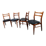 Ensemble de 4 chaises scandinaves teck et skaï 1960