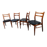 Ensemble de 4 chaises scandinaves teck et skaï 1960